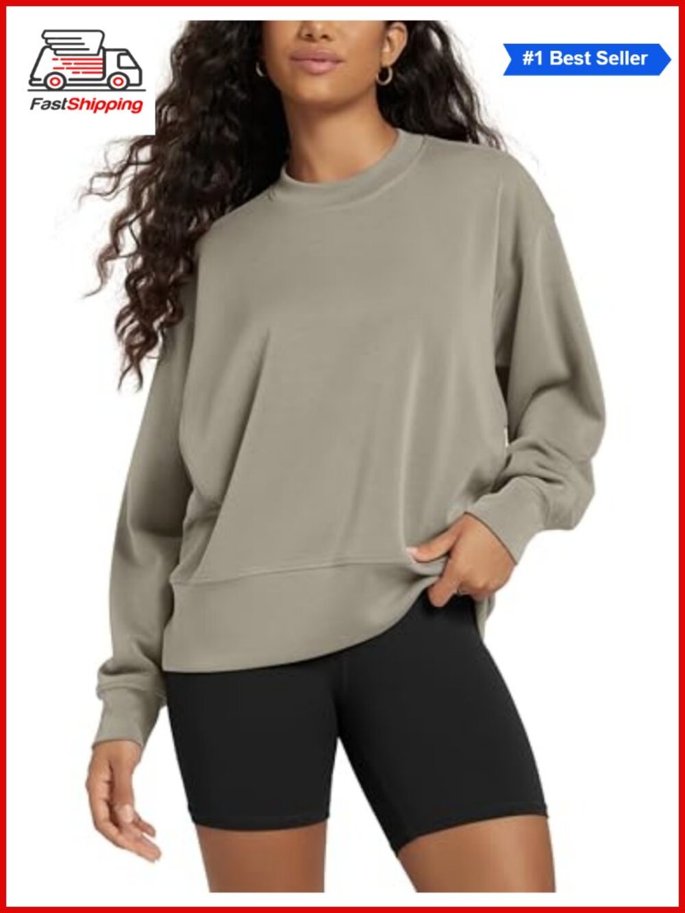 ✨ODODOS Modal Soft Long Sleeve Oversized Sweatshirt High Crew Neck Relaxed